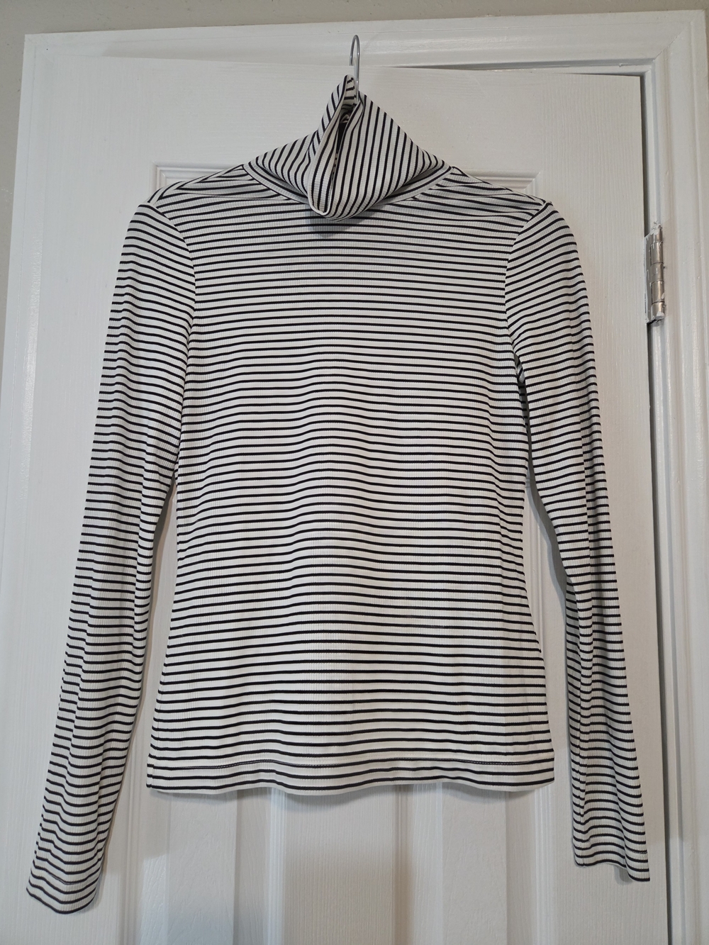 H&M Black & White Striped Turtleneck Sweater